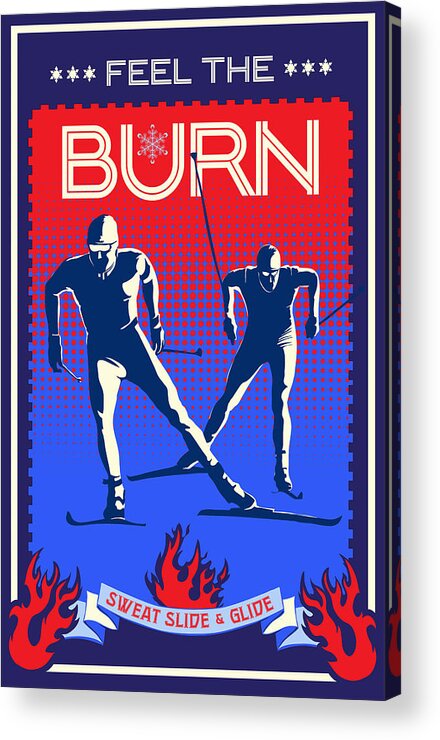 Cross Country Skiing Acrylic Print featuring the painting Feel the Burn XSki by Sassan Filsoof