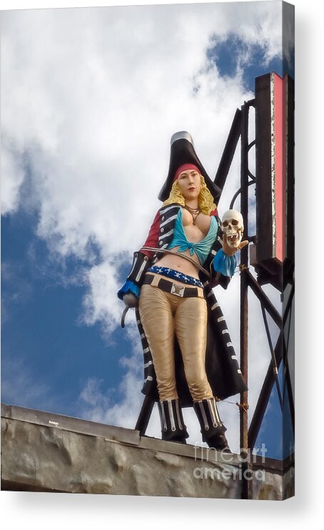 Female Pirate Holding Skull Acrylic Print featuring the photograph Female Pirate holding Skull by Imagery by Charly