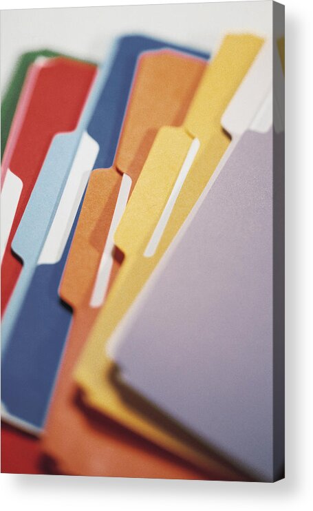 Close-up Acrylic Print featuring the photograph File folders by Comstock
