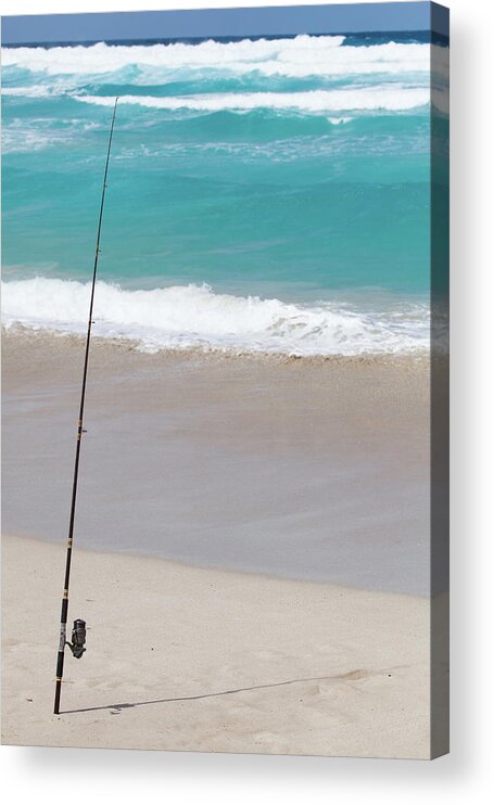 Scenics Acrylic Print featuring the photograph Fishing Rod On Beach, Australia by Robert Lang Photography