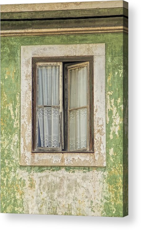 Abstract Acrylic Print featuring the photograph Flaking Wood Window by David Letts