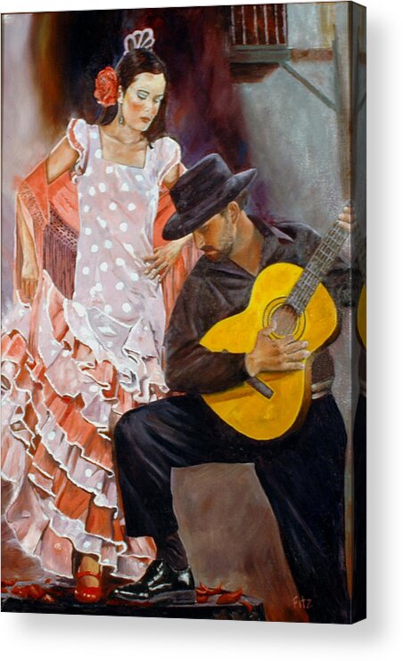 Figurative Acrylic Print featuring the painting Flamenco Charm by Rick Fitzsimons