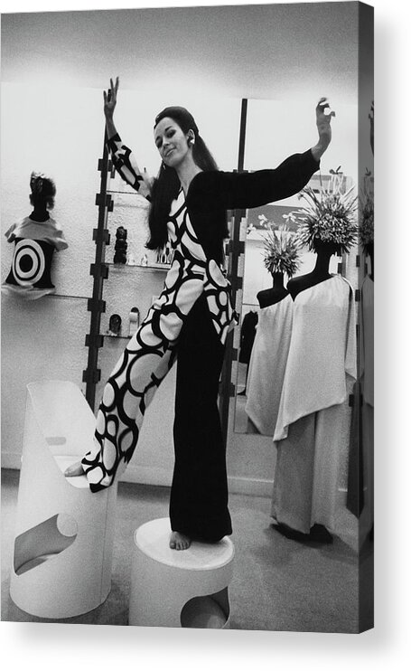 Fashion Acrylic Print featuring the photograph Florence Grinda In Simonetta Paris Boutique by Arnaud de Rosnay