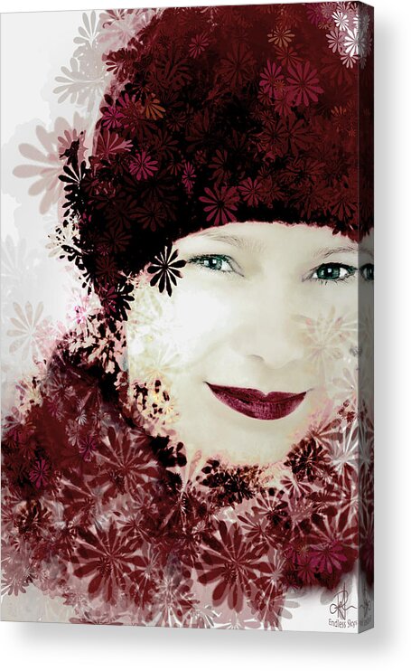 Woman Acrylic Print featuring the digital art Flower Girl by Pennie McCracken