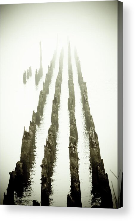 Cape Disappointment Pier Acrylic Print featuring the photograph Foggy Nights At The Pier by Craig Perry-Ollila