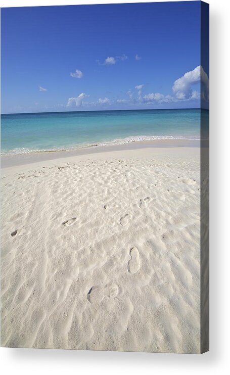 Aruba Acrylic Print featuring the photograph Footprints in the Powdery White Sand of Aruba by David Letts