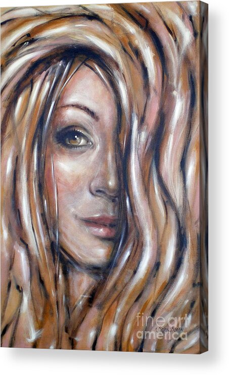 Portrait Acrylic Print featuring the painting Fragile Smiles 230509 by Selena Boron