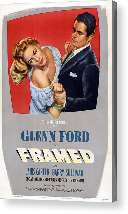1940s Movies Acrylic Print featuring the photograph Framed, Us Poster Art, From Left Janis by Everett