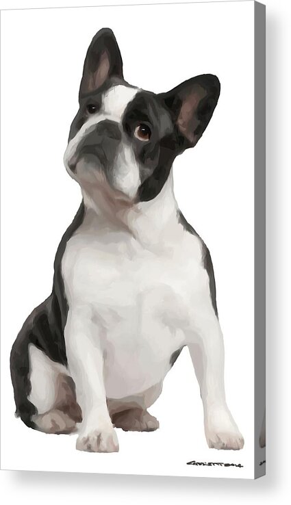 Puppy Acrylic Print featuring the digital art French Bulldog by Gabriel T Toro