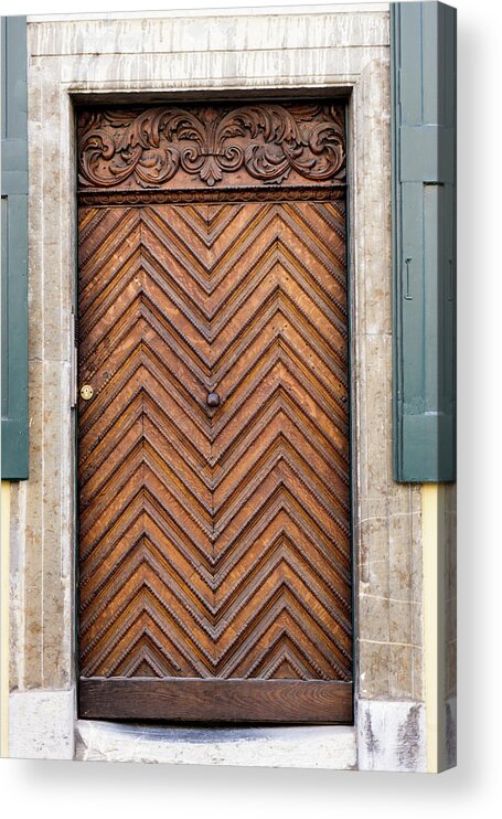 Town Acrylic Print featuring the photograph Front Door. Wood Door by Ewastudio