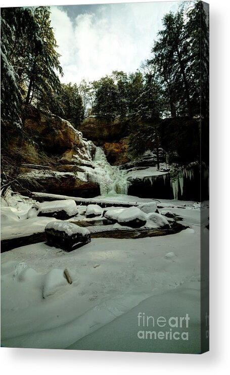 Cedar Falls Acrylic Print featuring the photograph Frozen Cedar Falls by Haren Images- Kriss Haren