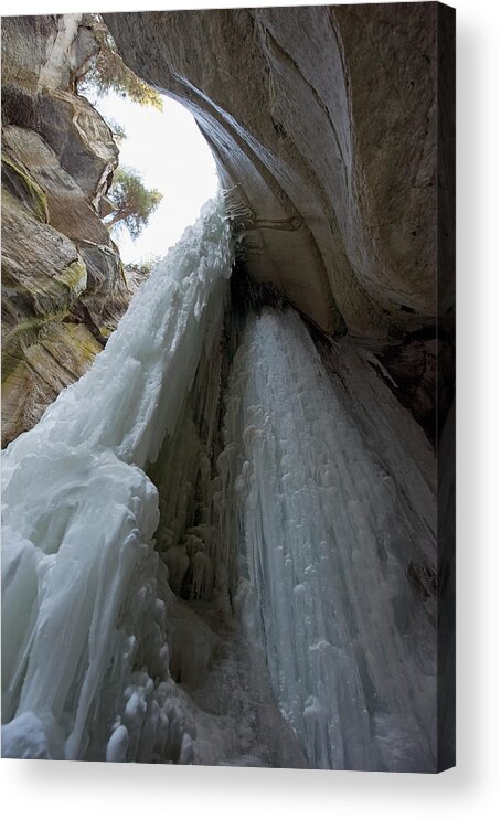 Unesco Acrylic Print featuring the photograph Frozen Waterfall At Maligne Canyon by Jim Julien / Design Pics