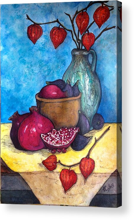 Still Life Acrylic Print featuring the painting Fruits of Season by Rae Chichilnitsky