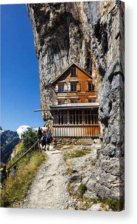 Appenzell Acrylic Print featuring the photograph Gasthaus Aescher on Ebenalp by Charles Lupica