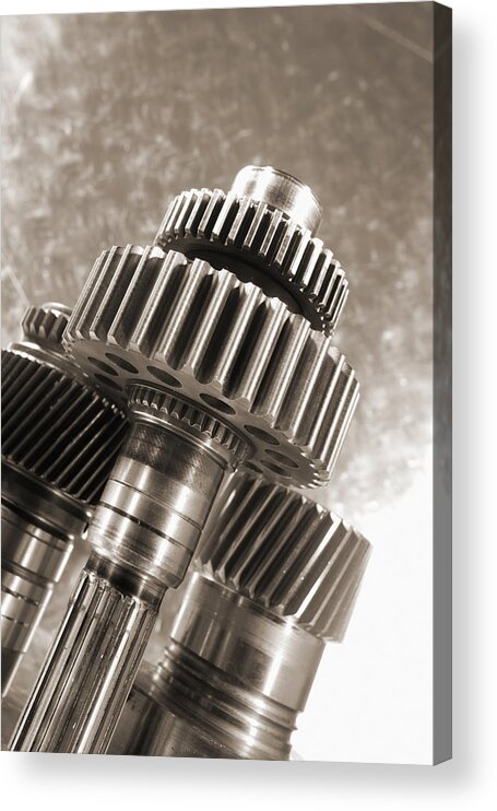 Gears Acrylic Print featuring the photograph Gears And Titanium by Christian Lagereek