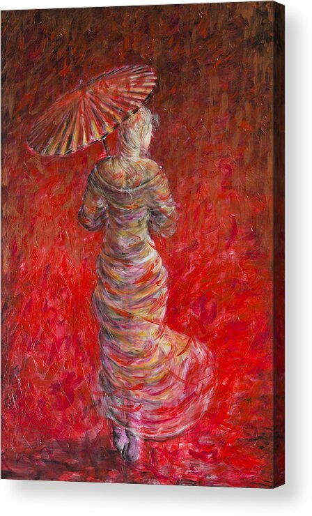 Geisha Acrylic Print featuring the painting Geisha in Red by Nik Helbig