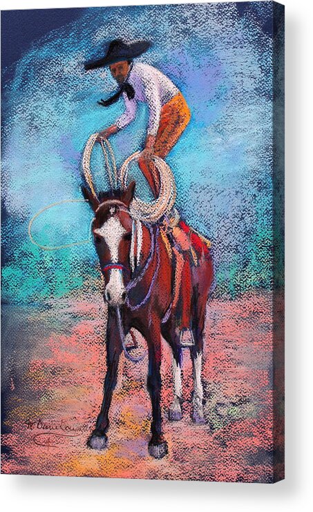 Vaquaro Acrylic Print featuring the painting Get Ready by M Diane Bonaparte