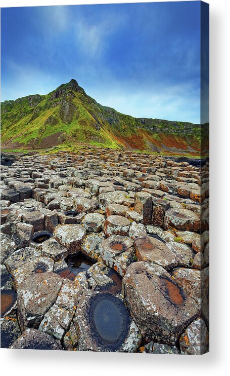 Natural Column Acrylic Print featuring the photograph Giants Causeway On A Cloudy Day by Mammuth