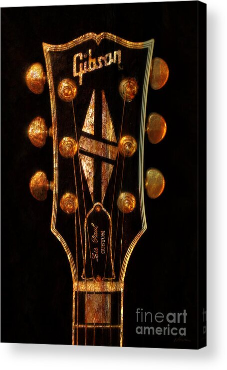 Les Paul Acrylic Print featuring the photograph Les Paul - Gibson Headstock by Deena Athans