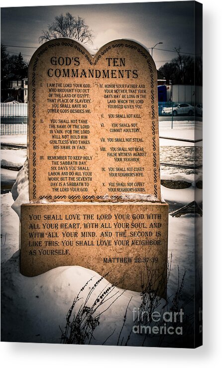 10 Commandments Acrylic Print featuring the photograph God's Ten Commandments by Grace Grogan