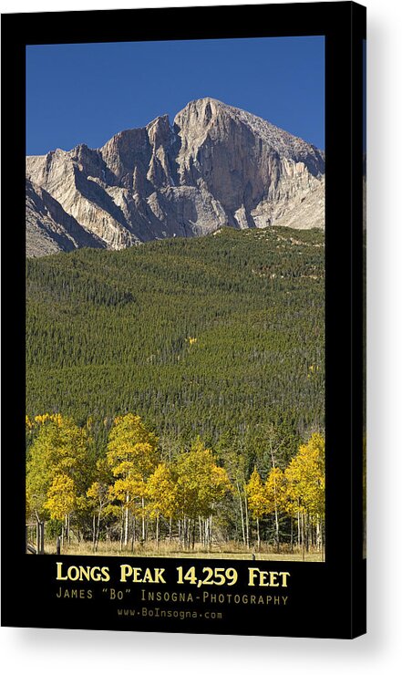 Colorado Acrylic Print featuring the photograph Golden Longs Peak 14259 Poster by James BO Insogna