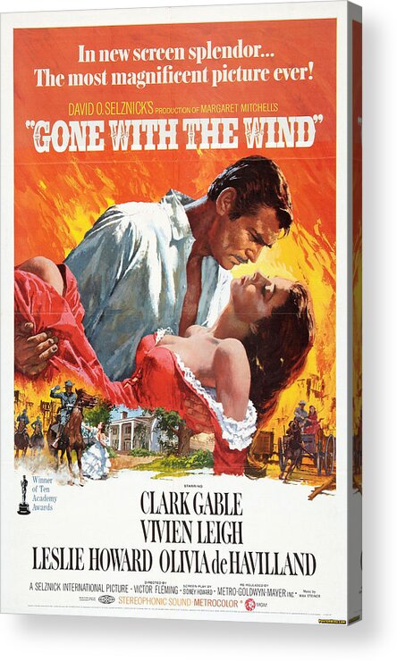 Movie Poster Acrylic Print featuring the photograph Gone With the Wind - 1939 by Georgia Fowler