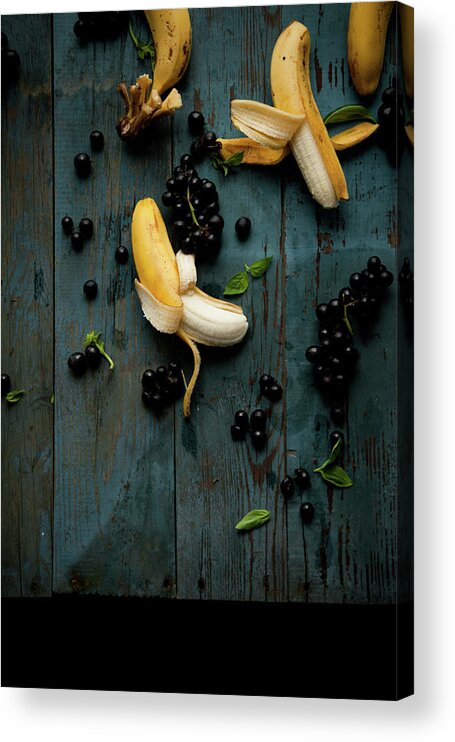 Banana Peel Acrylic Print featuring the photograph Grape And Banana by Feryersan