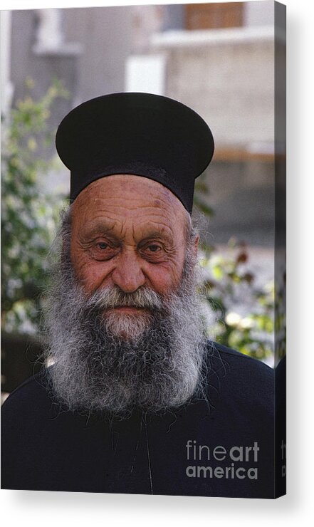 Heiko Acrylic Print featuring the photograph Greek Orthodox Priest by Heiko Koehrer-Wagner