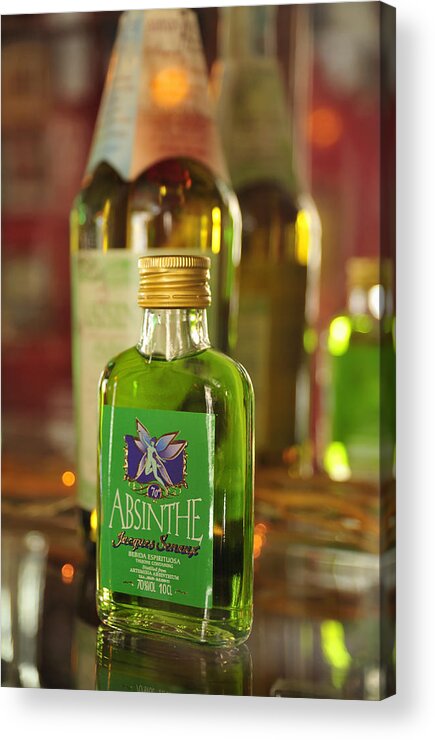 Absinthe Acrylic Print featuring the photograph Green Absinthe in small bottle by Matthias Hauser