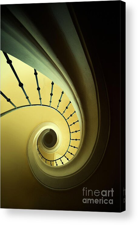 Staircase Acrylic Print featuring the photograph Green and yellow spirals by Jaroslaw Blaminsky