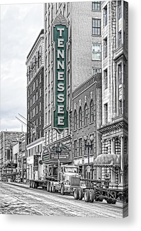 Knoxville Acrylic Print featuring the photograph Green Tennessee Theatre Marquee by Sharon Popek