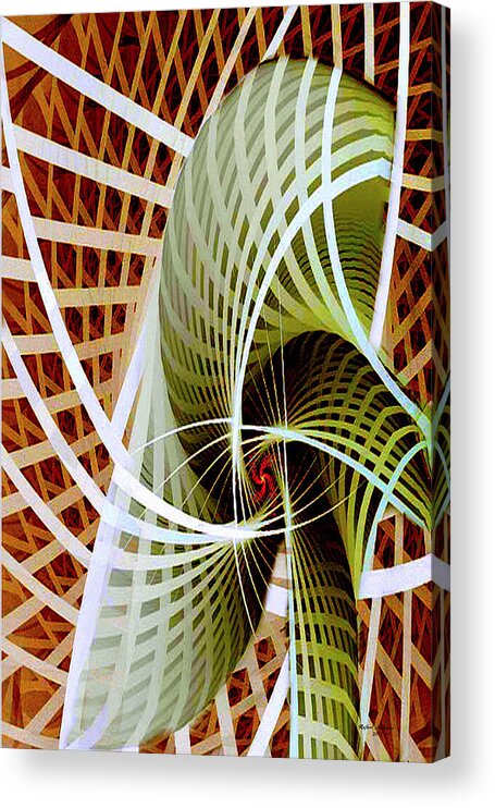 Art Acrylic Print featuring the digital art Green Weave by Rafael Salazar
