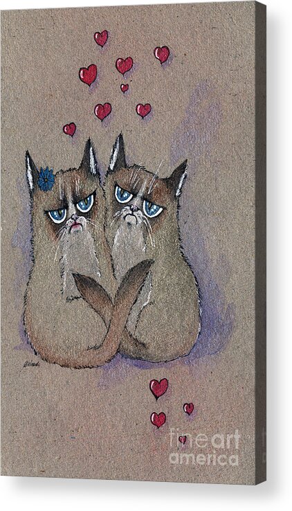 Cat Acrylic Print featuring the painting Grumpy Cat Lovers by Ang El