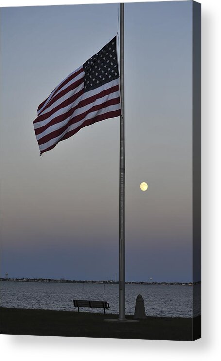 Moon Acrylic Print featuring the photograph Half Staff Moon by Terry DeLuco