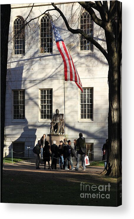 America Acrylic Print featuring the photograph Harvard Statue by Jannis Werner