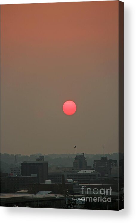 Haze Acrylic Print featuring the photograph Hazy sunset over the Sioux City by Yumi Johnson