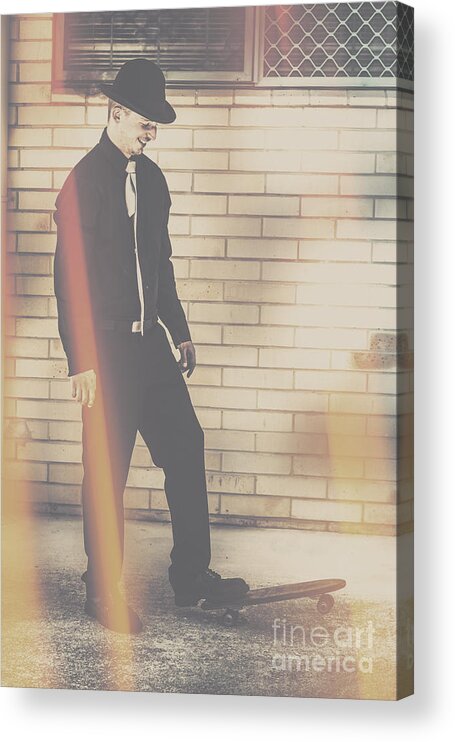Retro Acrylic Print featuring the photograph Hipster trickster by Jorgo Photography