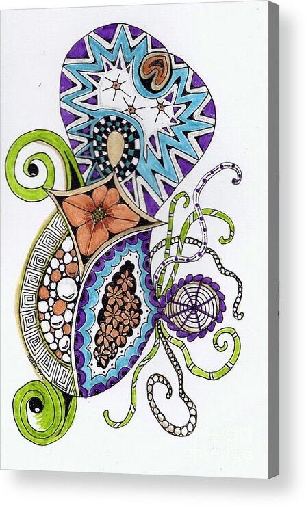 Zentangle Acrylic Print featuring the mixed media Honey Bee by Ruth Dailey