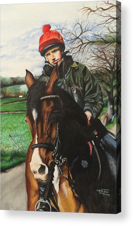 Horse Acrylic Print featuring the painting Horse Rider by O Yemi Tubi