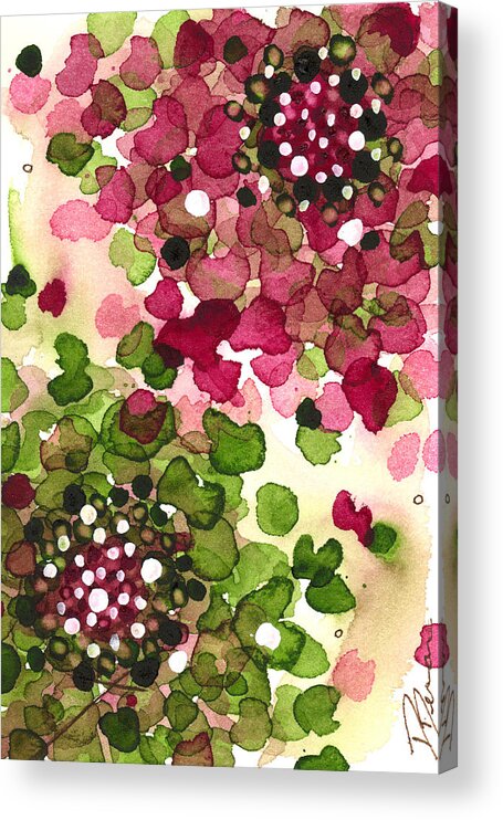 Modern Botanical Watercolor Acrylic Print featuring the painting Hydrangea by Dawn Derman