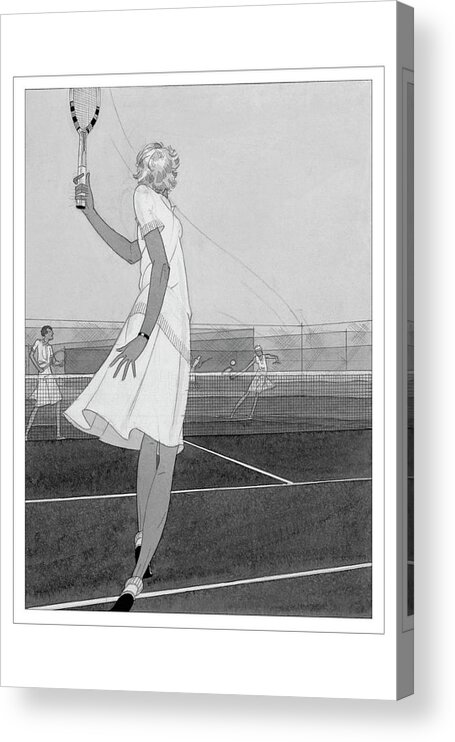 Fashion Acrylic Print featuring the digital art Illustration Of A Woman Playing Tennis by Jean Pages