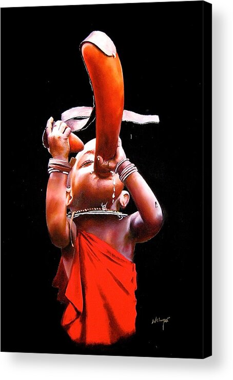 African Paintings Acrylic Print featuring the painting I'm Thirsty by Chagwi
