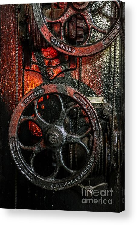 Vintage Acrylic Print featuring the photograph Industrial Wheels by Carlos Caetano