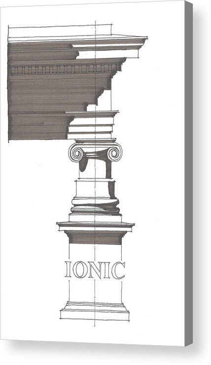 Architecture Acrylic Print featuring the drawing Ionic Order by Calvin Durham