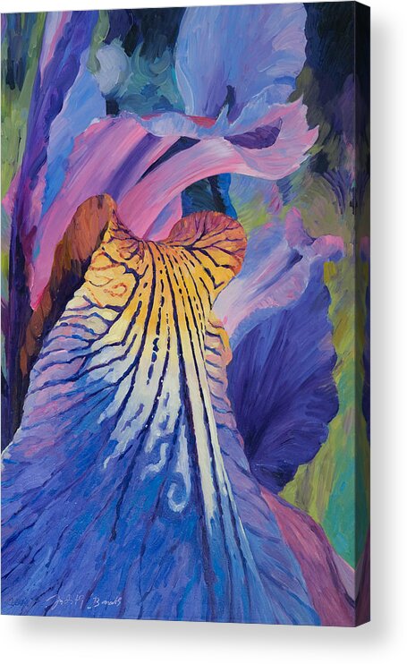 Blue Acrylic Print featuring the painting Iris by Judith Barath