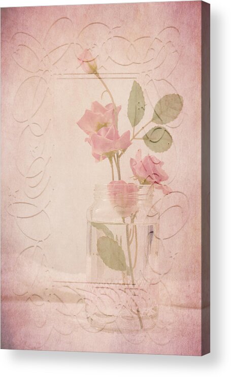 Pink Roses Acrylic Print featuring the photograph Jam Jar Roses by Sandra Foster