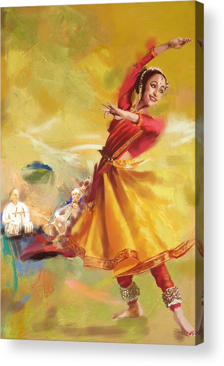 Dancer Acrylic Print featuring the painting Kathak Dance by Catf