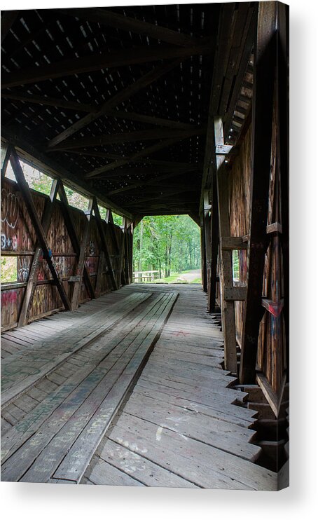 Covered Acrylic Print featuring the photograph Kidd's Mill Covered Bridge by Weir Here And There