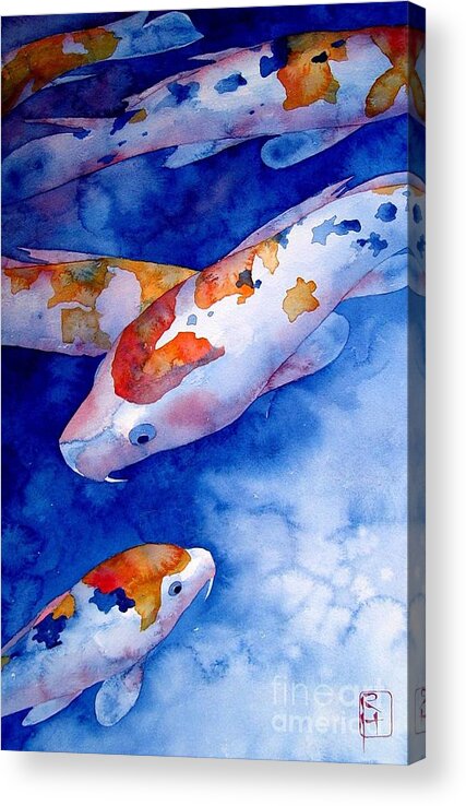 Watercolor Acrylic Print featuring the painting Koi by Robert Hooper