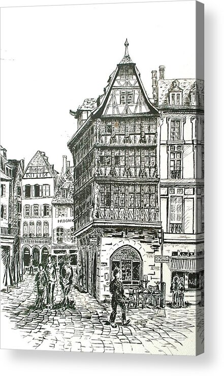 City Scape Acrylic Print featuring the drawing La maison Kamerzell by Janice Best